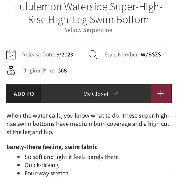 lululemon Waterside Super-High-Rise High-Leg Swim Bottom - Picture 4 of 9